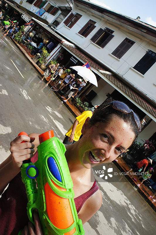 老挝琅勃拉邦泼水节图片素材