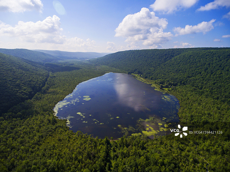 拉布拉多池塘鸟瞰图图片素材