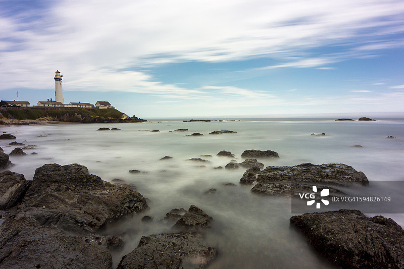 岩石海滩上的海浪延时景观图片素材