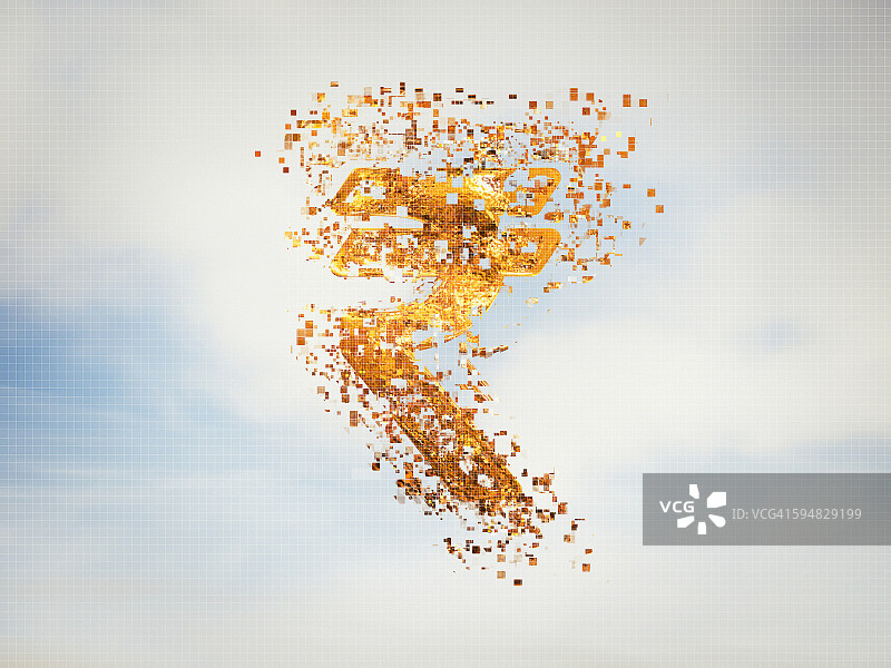 天空中的像素化卢比符号图片素材