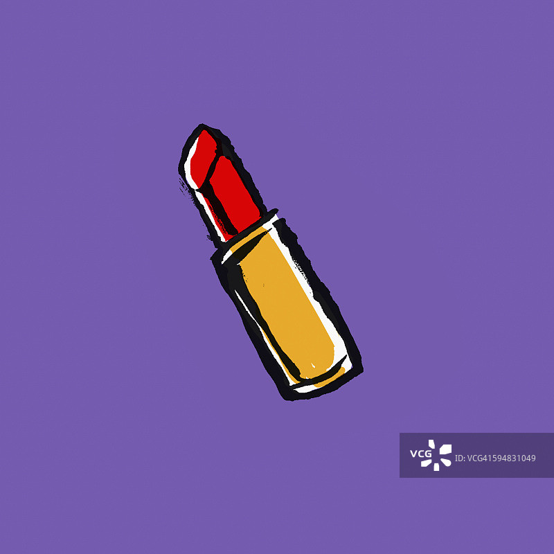 紫色背景红色口红插画图片素材