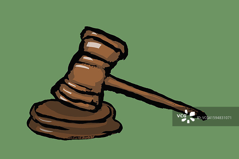 法槌和音块插画（绿色背景）图片素材