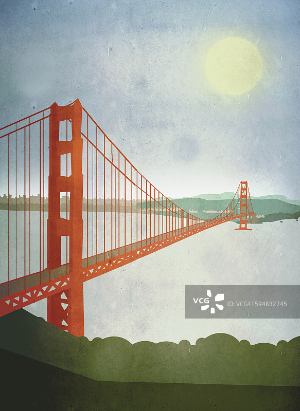 旧金山金门大桥插画图片素材