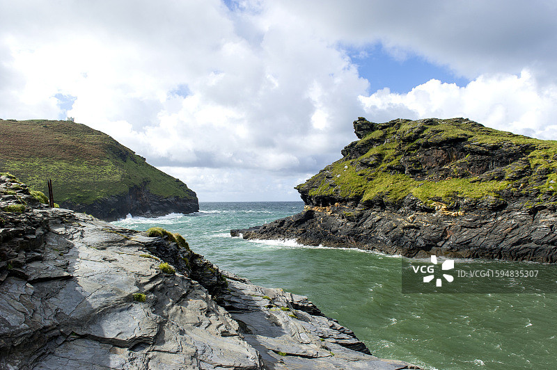 英国康沃尔郡博斯卡斯尔港图片素材