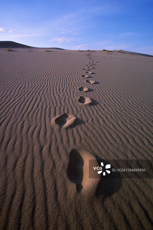 沙漠中的脚印图片素材