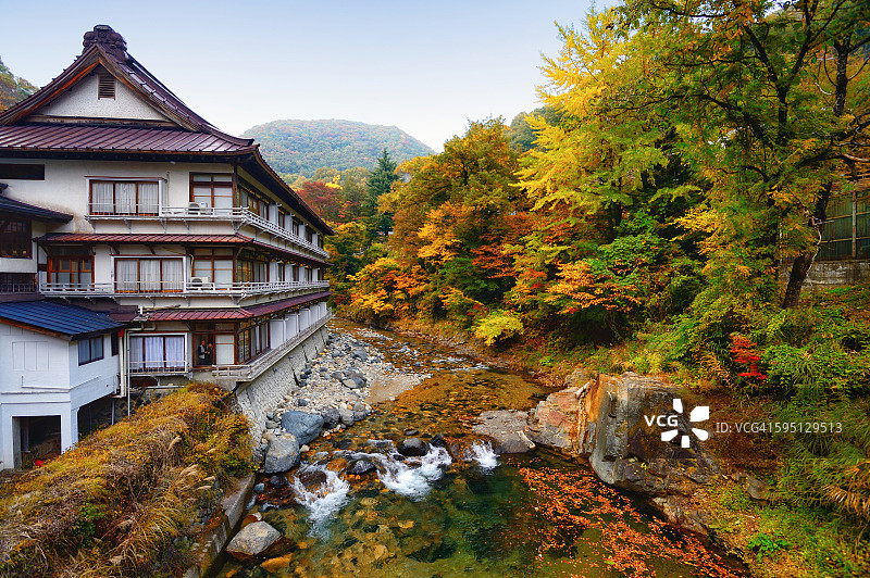 宝川温泉的室外温泉景色图片素材