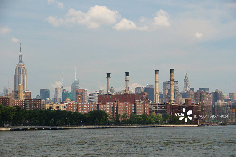 美国纽约曼哈顿联合爱迪生发电厂与帝国大厦图片素材