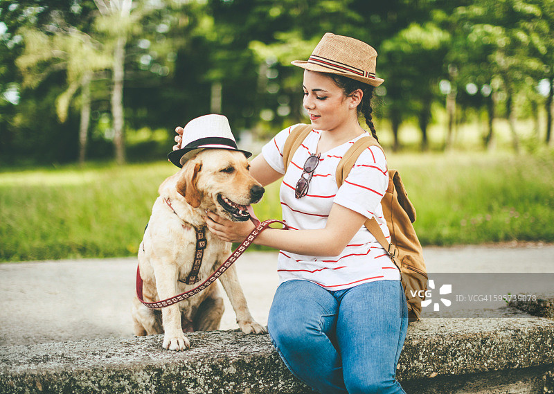 与有趣的狗狗一起享受大自然图片素材