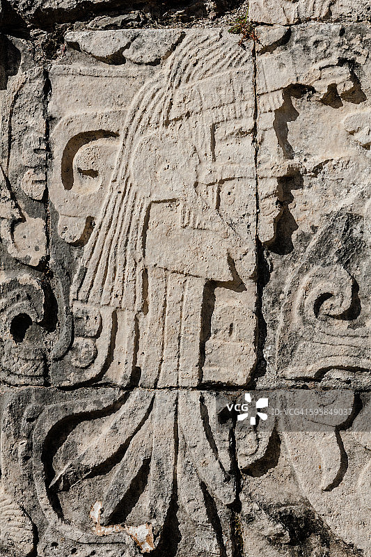 墨西哥尤卡坦乌斯马尔墙上雕塑图片素材