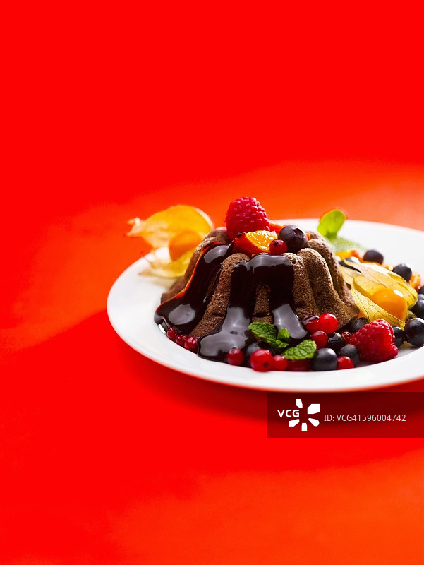 水果巧克力酱巧克力布丁图片素材