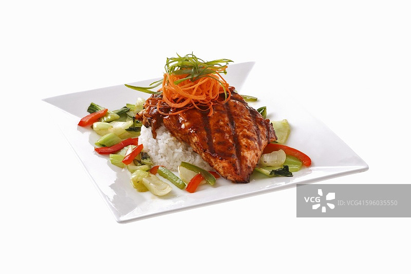 照烧三文鱼饭套餐图片素材