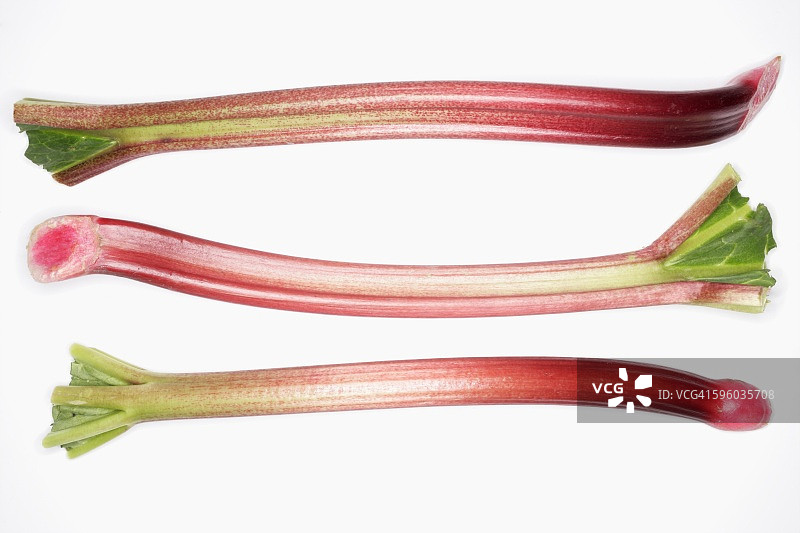 三根并排的 rhubarb图片素材