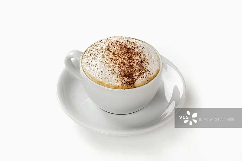 杯碟中的卡布奇诺咖啡图片素材