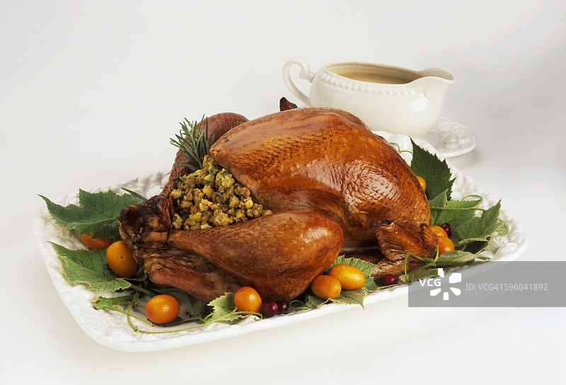 烤火鸡配肉汁图片素材