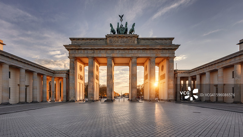 日落勃兰登堡门图片素材