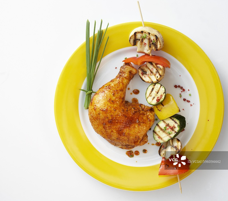 烤蔬菜鸡腿串图片素材