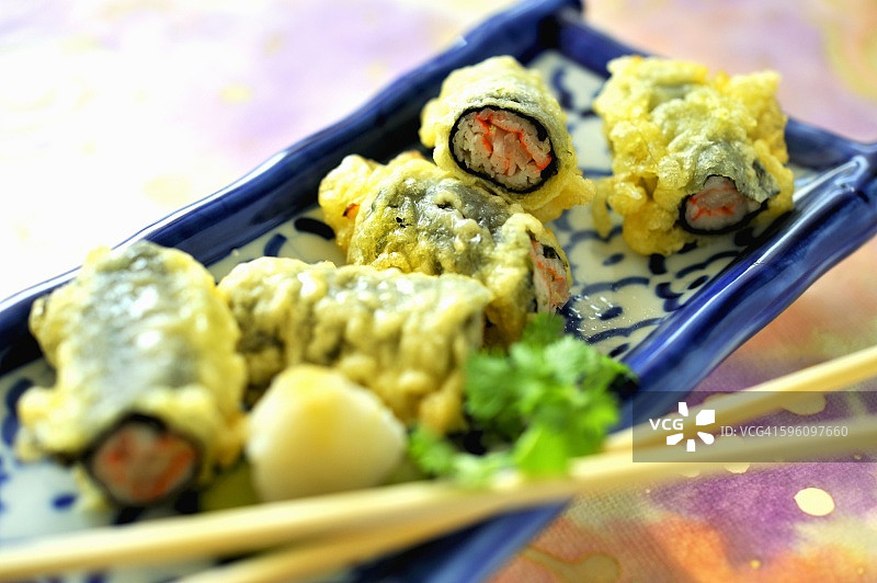 天妇罗蟹肉棒寿司卷图片素材