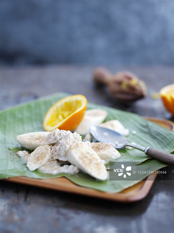 奶油奶酪可可香蕉图片素材