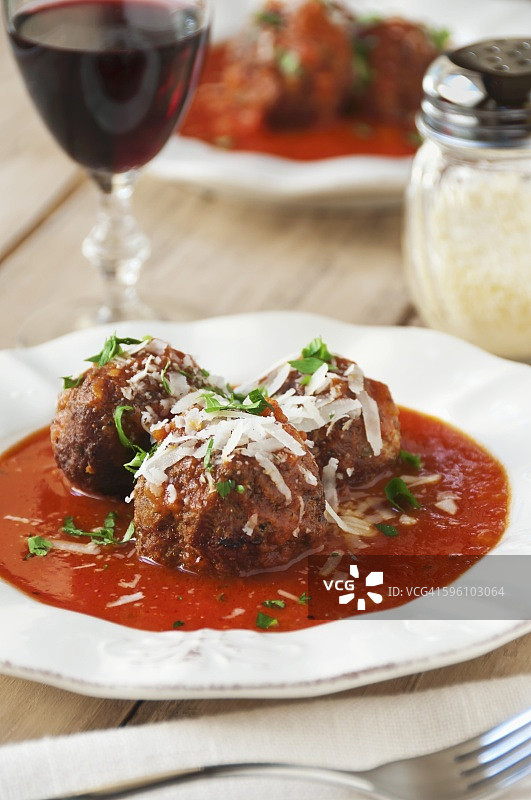 番茄酱罗马诺奶酪意大利猪肉丸图片素材