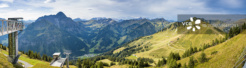 奥地利里兹勒恩：瓦尔门丁格峰顶峰眺望克莱恩瓦尔瑟山谷全景图片素材