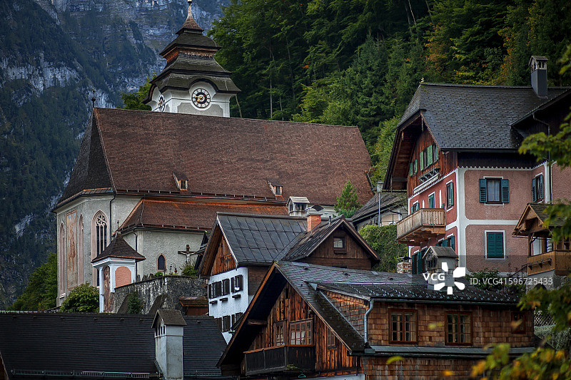 哈尔施塔特村庄图片素材
