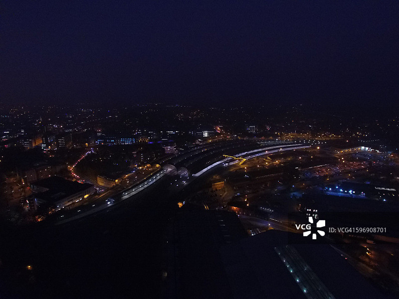 约克火车站夜间航拍照片图片素材