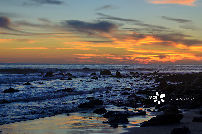 马塔多海滩日落图片素材