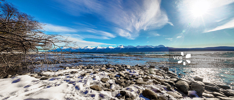 阿根廷火地岛法尼亚诺湖长曝光照片图片素材