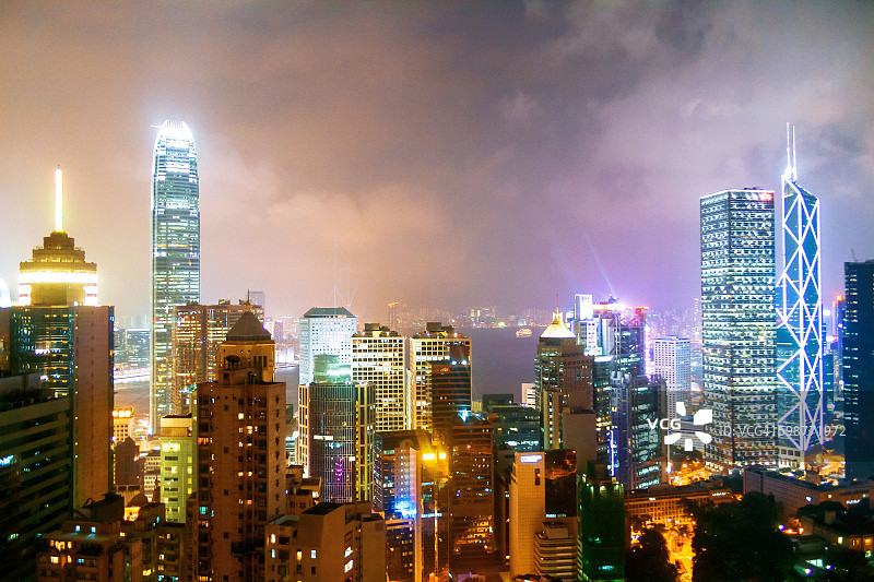 高视角下的香港天际线图片素材