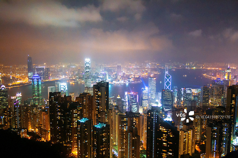 高视角下的香港天际线图片素材