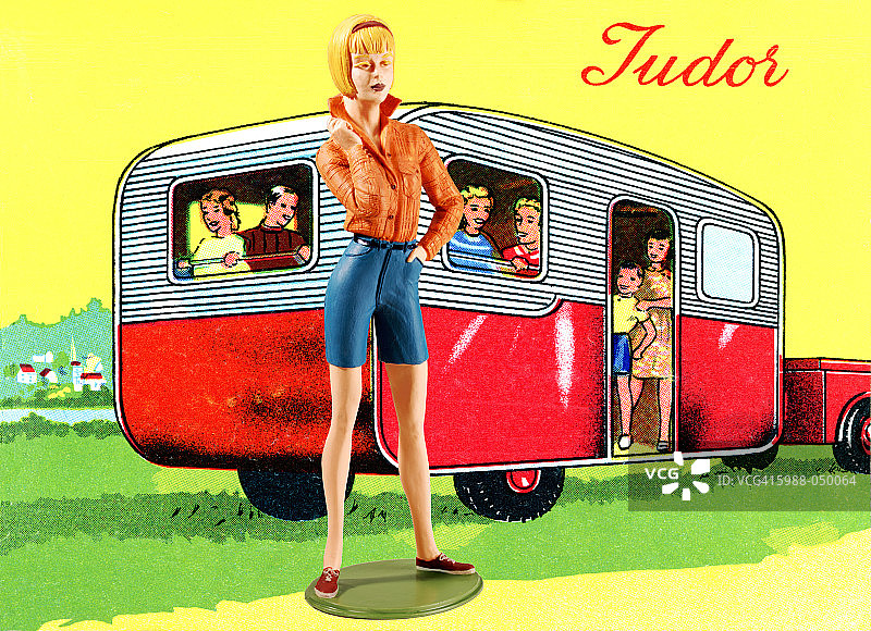 塑料女人和移动房屋图片素材