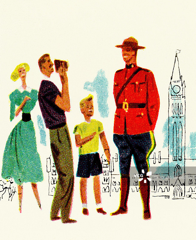 游客拍摄加拿大皇家骑警图片素材