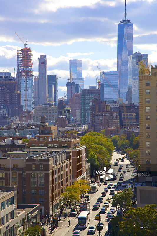 从纽约第六大道高处俯瞰格林威治村图片素材