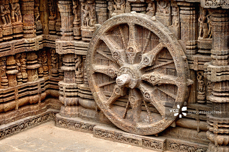 印度奥里萨邦科纳拉克太阳神庙轮图片素材