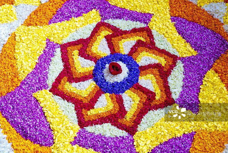 奥南节日的鲜花装饰，印度喀拉拉邦图片素材