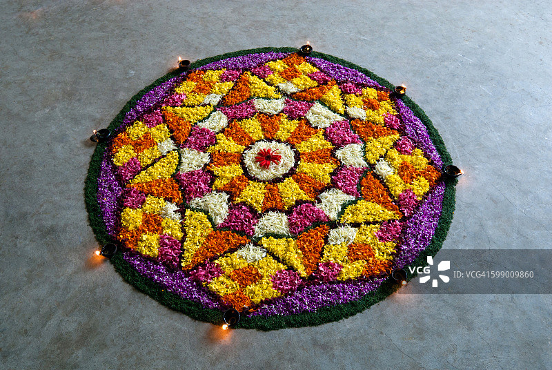 奥南节日的鲜花装饰，印度喀拉拉邦图片素材