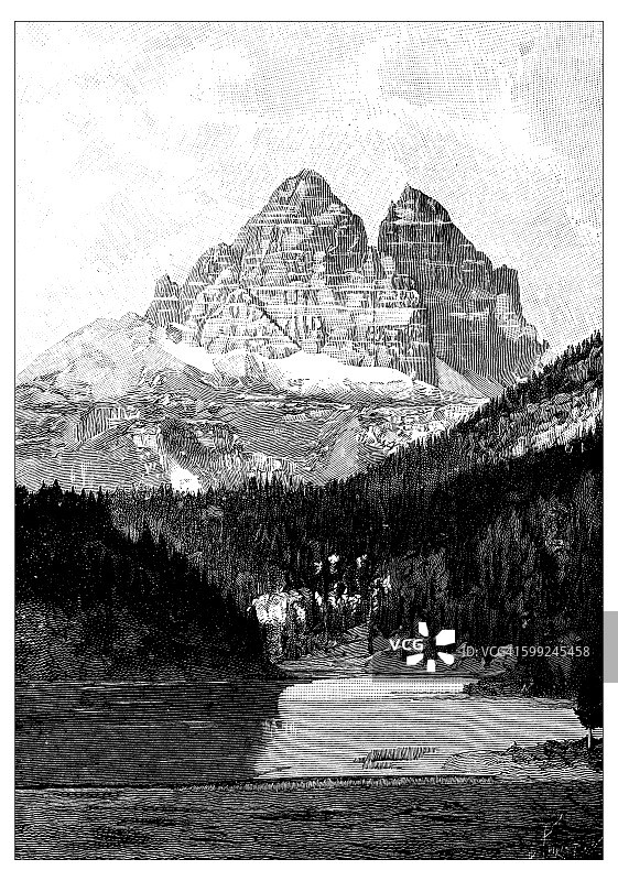 Drei Zinnen古董插画图片素材