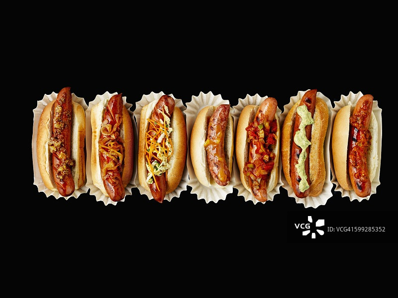 一排热狗图片素材