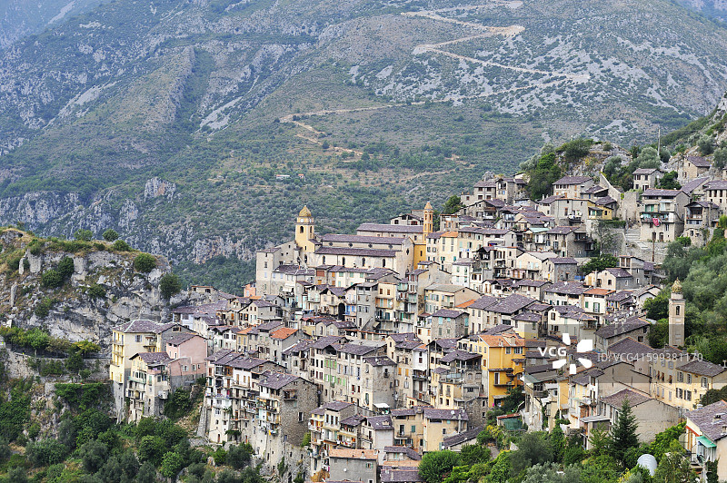 法国滨海阿尔卑斯罗亚河谷索尔格村风光图片素材