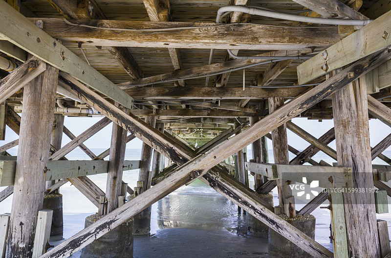 美国佛罗里达州皮内拉斯县雷丁顿海滩码头下图片素材