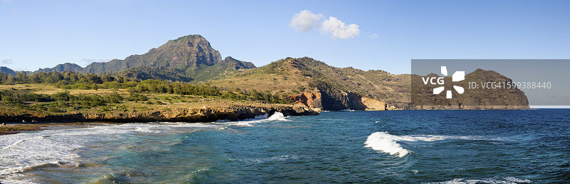 美国夏威夷考艾岛波普附近的马哈乌莱普海滩图片素材