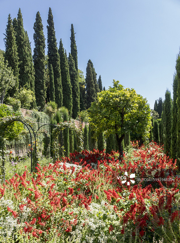 西班牙格拉纳达阿罕布拉将军府宫花园图片素材