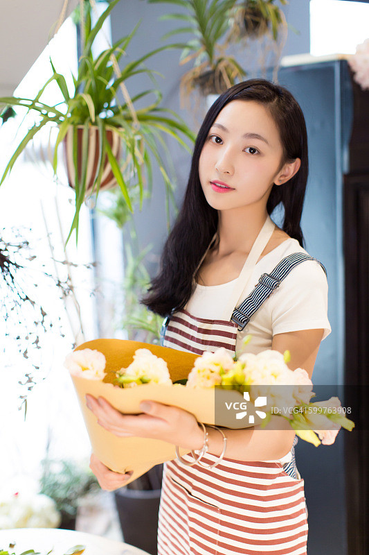 中国花店女店主图片素材