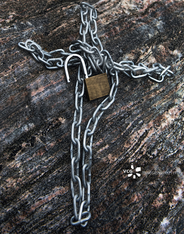 链条与锁的特写图片素材