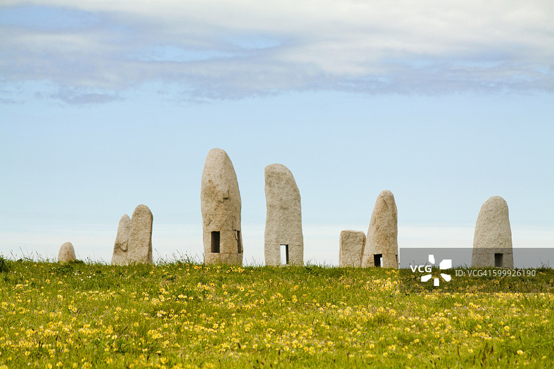 加利西亚拉科鲁尼亚的石柱，西班牙图片素材
