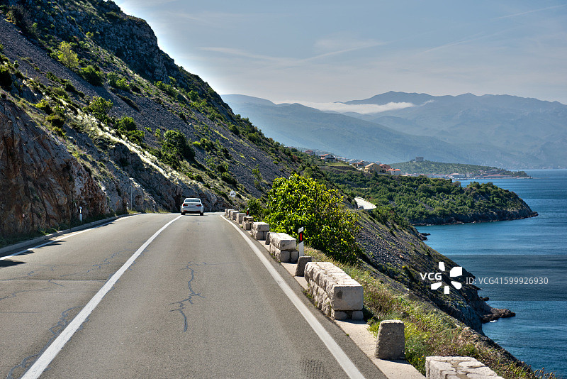 克罗地亚塞尼的沿海公路图片素材
