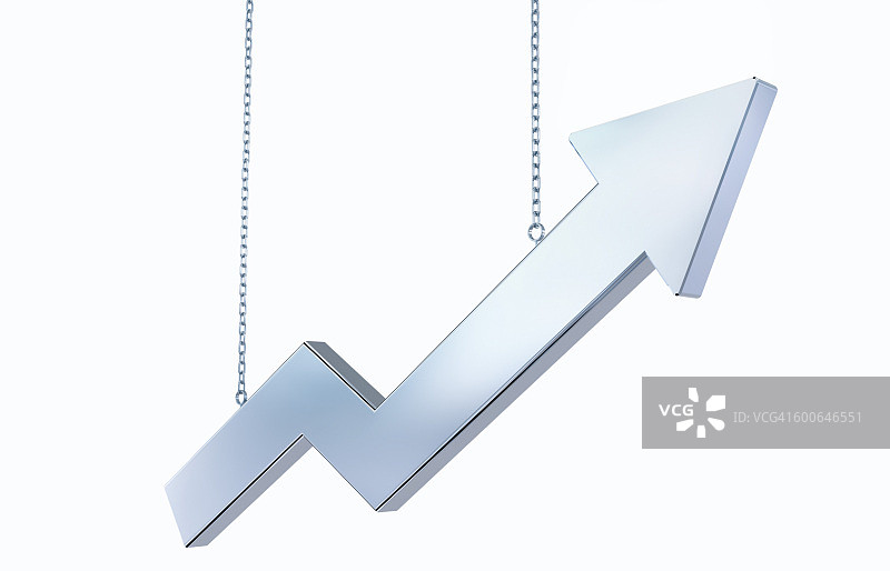 白色背景上的箭头折线图图片素材