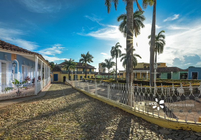 联合国教科文组织遗产：古巴特立尼达的主广场图片素材