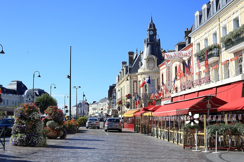 阳光明媚的诺曼底滨海特鲁维尔（2016年9月7日）图片素材