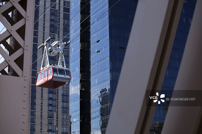 从皇后区大桥看到的罗斯福岛缆车图片素材